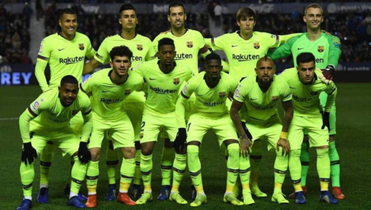 Este fue el 11 titular del Barcelona ante Levante por la Copa del Rey. Valverde le dio descanso a cracks como Messi, Luis Suárez, Rakitic, Piqué.