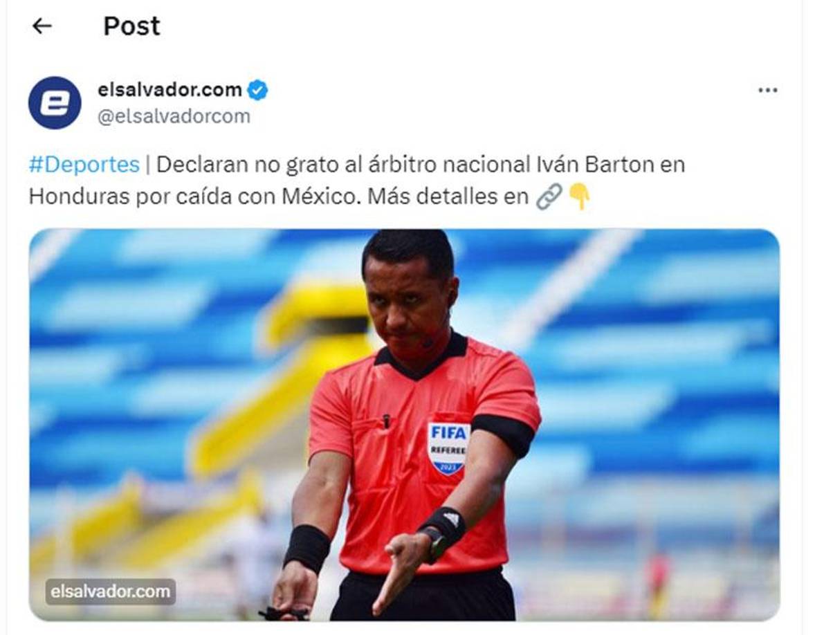 Prensa salvadoreña hablaron el polémico trabajo de su compatriota Iván Barton en el México vs Honduras.