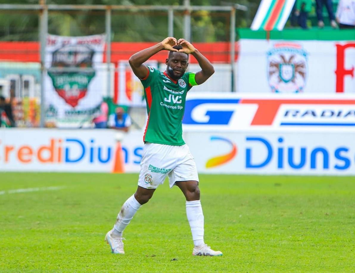 Así celebró el capitán del Marathón el tercer gol de su equipo contra la UPN.
