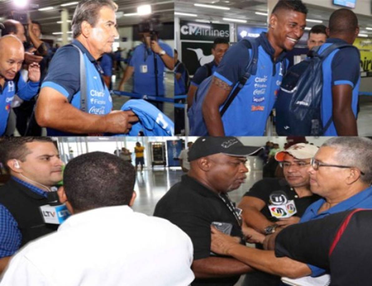 La Selección ha viajado este martes a Trinidad y Tobago para la primera de sus dos batallas de la fecha FIFA de septiembre, la cual es correspondiente a la jornada 7 de la Hexagonal de Concacaf camino al Mundial de Rusia 2018. La salida de la Bicolor ha dejado imágenes curiosas, entre ellas dos periodistas que estuvieron a punto de irse a los golpes. FOTOS Delmer Martínez.