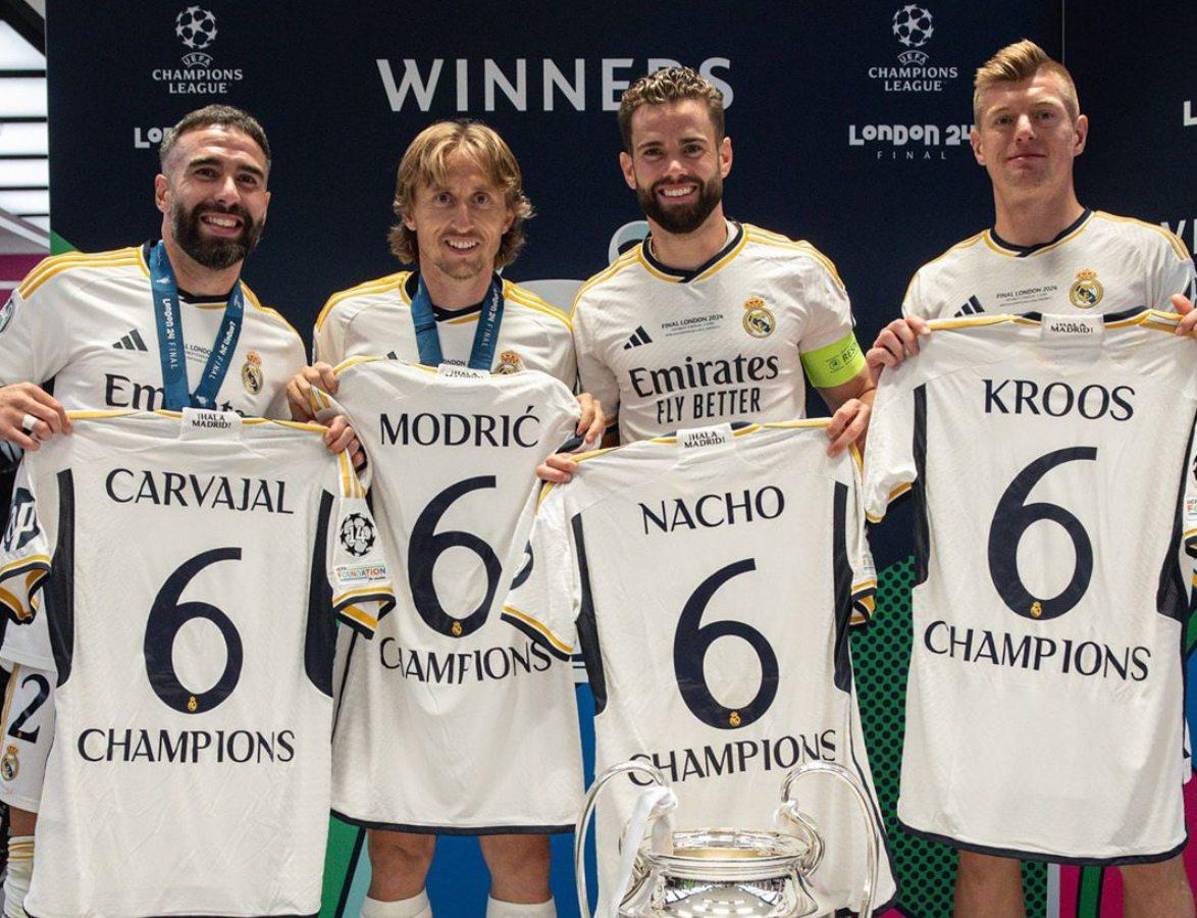 Carvajal, Luka Modric, Nacho y Kroos conquistaron su sexta Champions League con Real Madrid. Tienen más que el propio FC Barcelona que cuenta con 5 orejonas. 