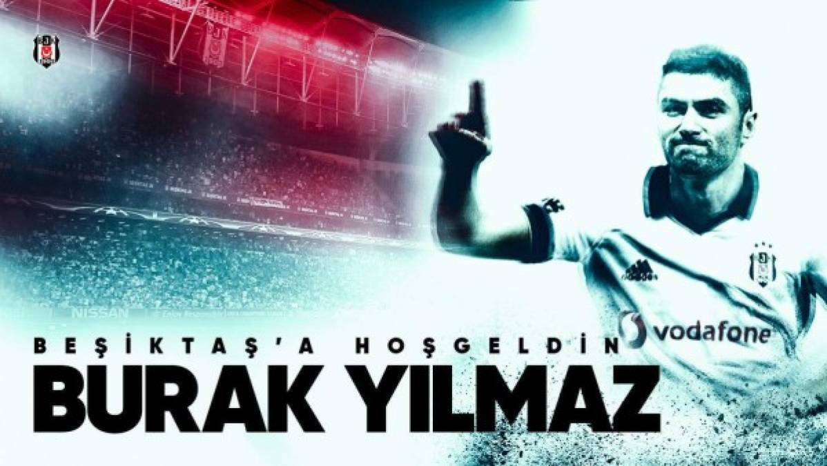 El Beşiktaş anuncia el fichaje de Burak Yilmaz. El delantero turco llega procedente del Trabzonspor.