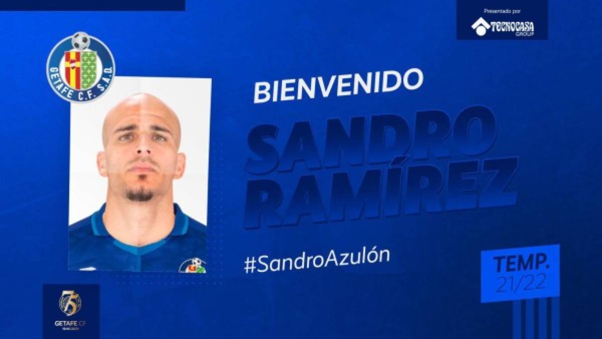 El delantero español Sandro Ramírez es nuevo jugador del Getafe, llega procedente del Huesca. Foto Twitter Getafe.