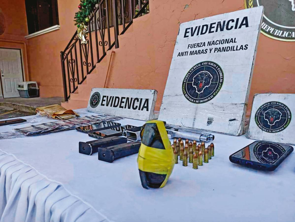 Una granada y pistolas hallan a cabecillas de la pandilla 18