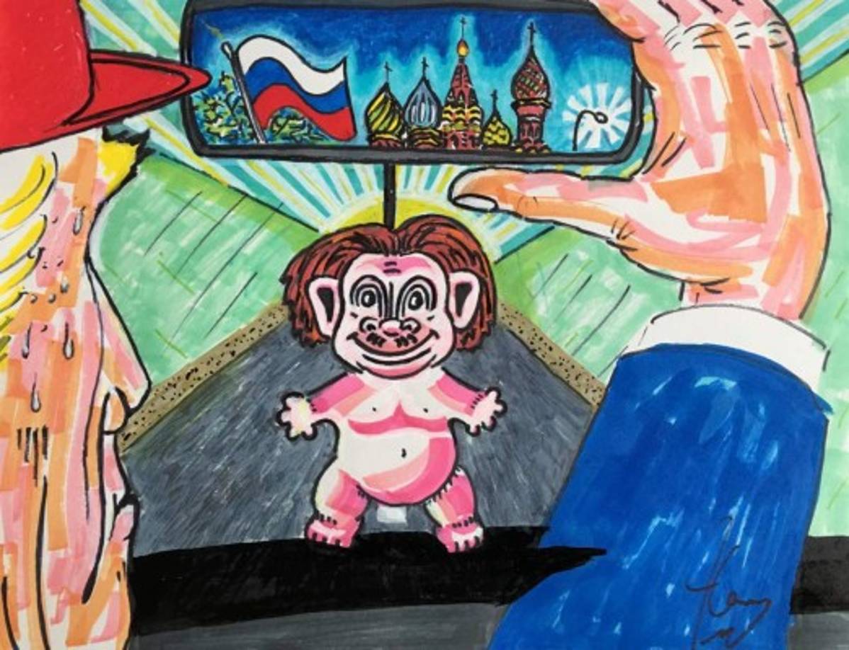 El actor es un firme detractor del mandatario estadounidense y esa postura la plasma también en su arte, por medio de su Twitter ha compartido muchos de sus últimos trabajos y son ilustraciones que critican ferozmente a Trump.