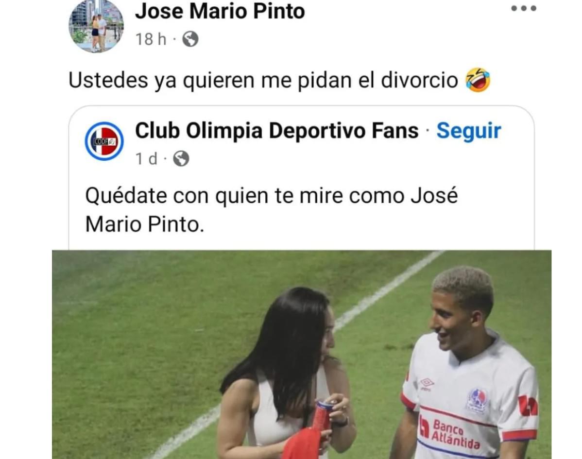 Esposa de José Mario Pinto reacciona tras foto comprometedora del futbolista