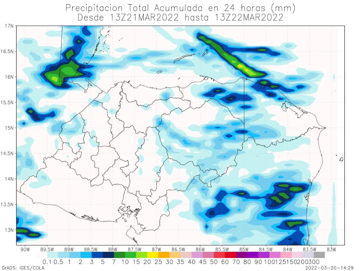 Las condiciones inestables del clima afectarán a cuatro regiones en Honduras, pronosticó Copeco.