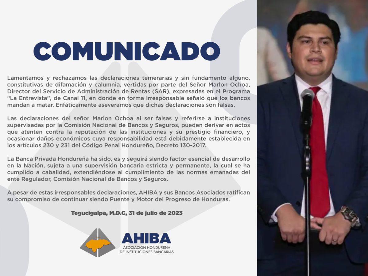 Honduras: bancos rechazan polémicas acusaciones de Marlon Ochoa