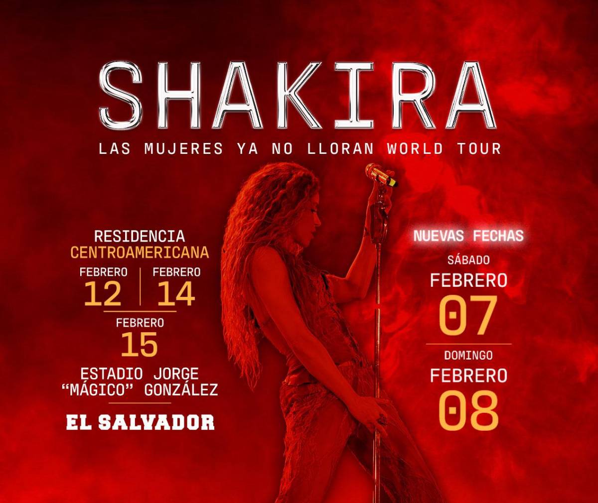 ¿Cuándo son los conciertos de Shakira en El Salvador?