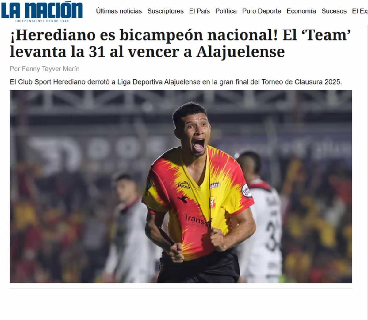 Fantástico: Getsel Montes se lleva los halagos tras darle el título al Herediano