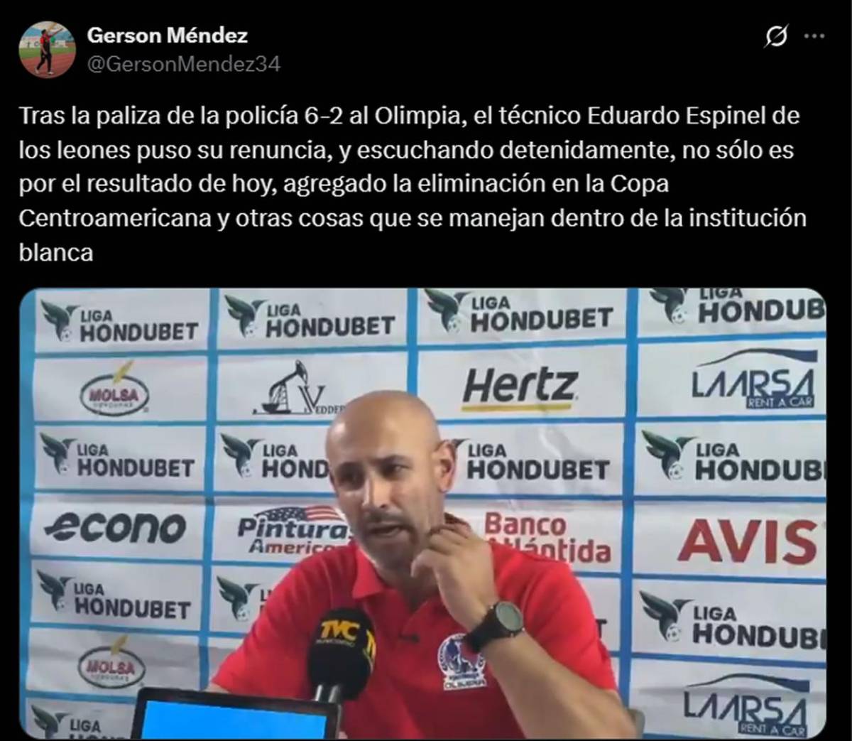 Prensa reacciona a renuncia de Espinel y señalan a dos jugadores de Olimpia