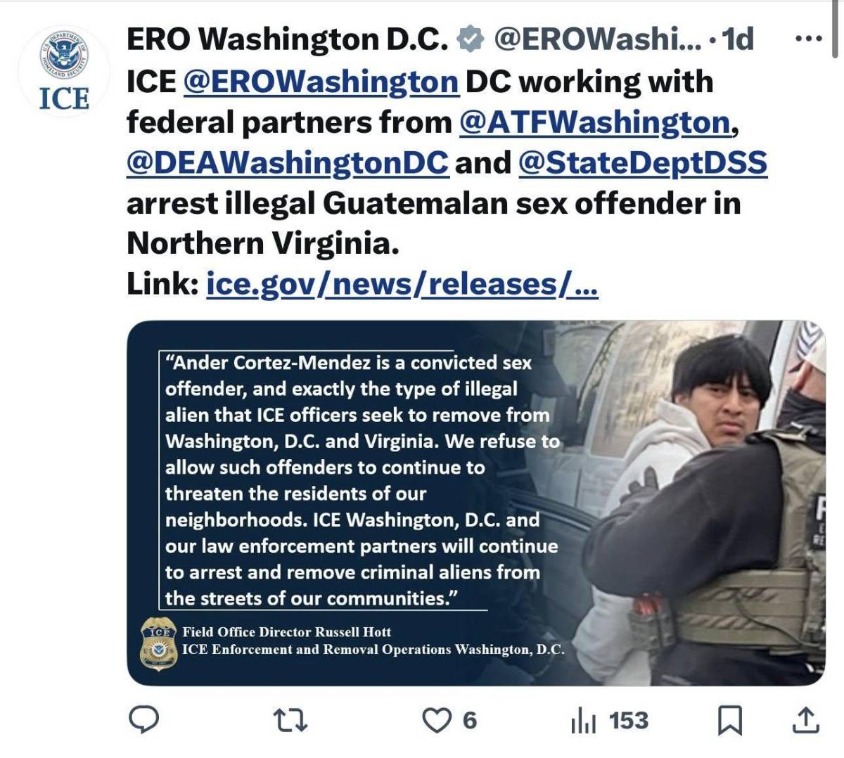 Ander se hizo novio de una quinceañera en Virginia y ahora será deportado