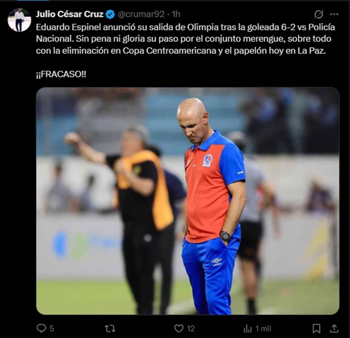 Prensa reacciona a renuncia de Espinel y señalan a dos jugadores de Olimpia