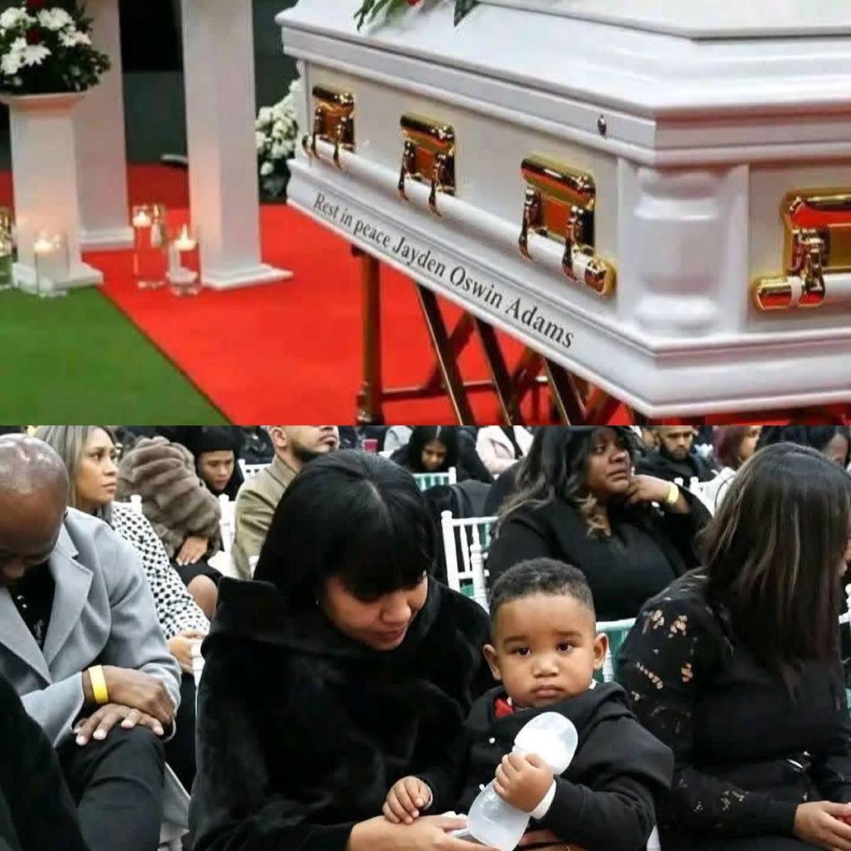 Llanto en funeral de Jayden Adams, fallecido tras el Mundial: triste imagen de mujer e hijo