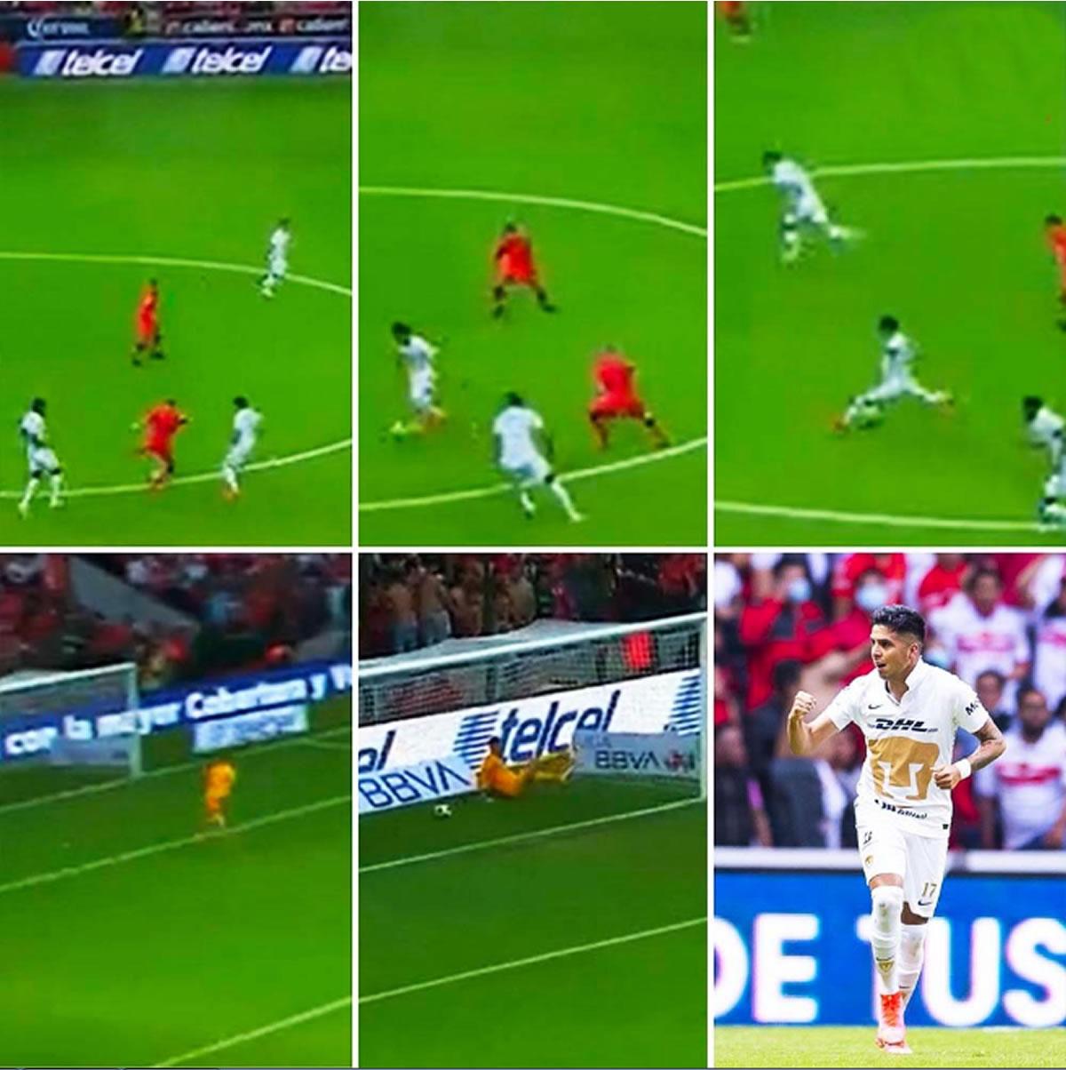 Leonel López recuperó el balón y de media cancha disparó para vencer al portero del Toluca.