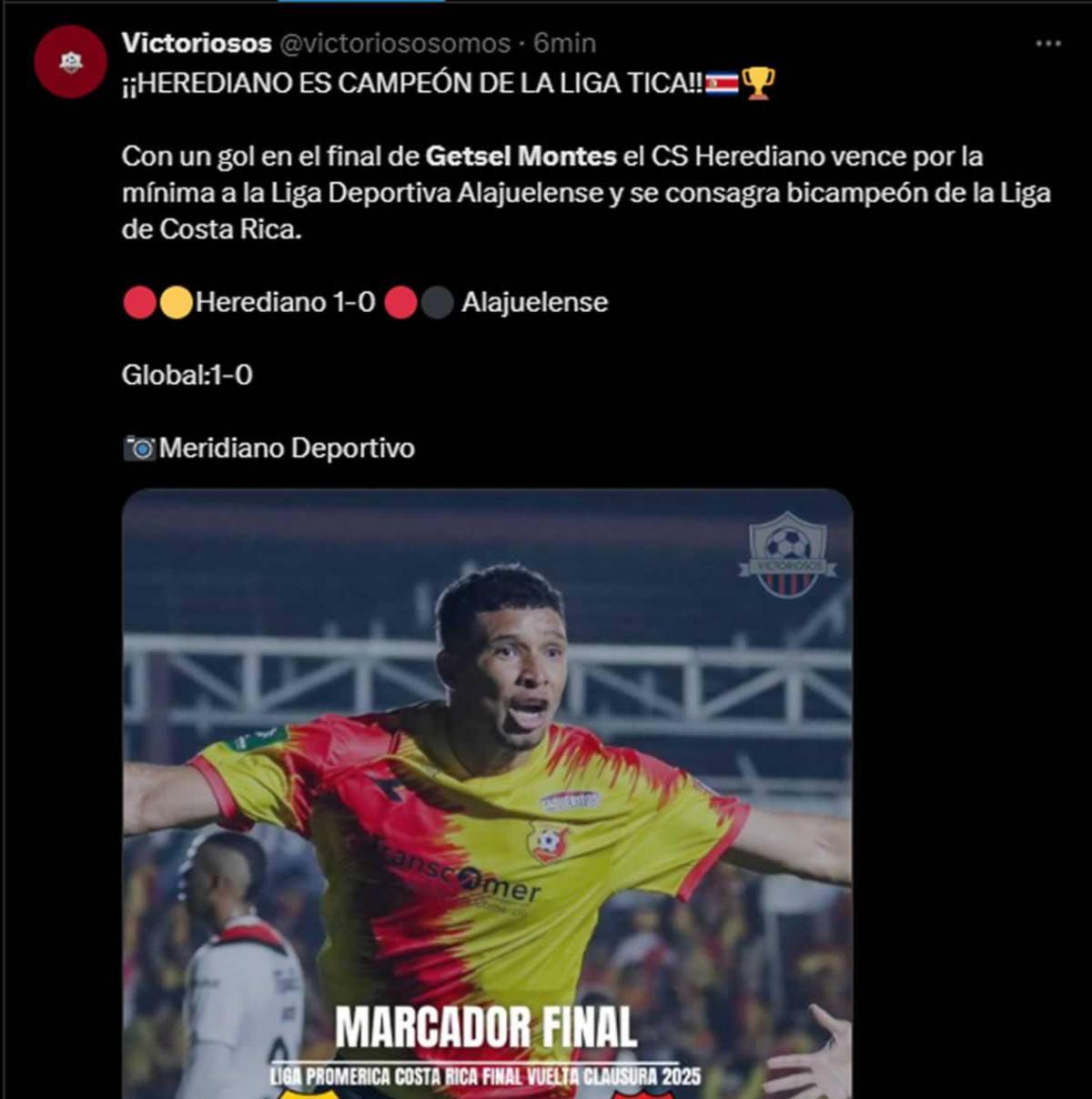 Fantástico: Getsel Montes se lleva los halagos tras darle el título al Herediano