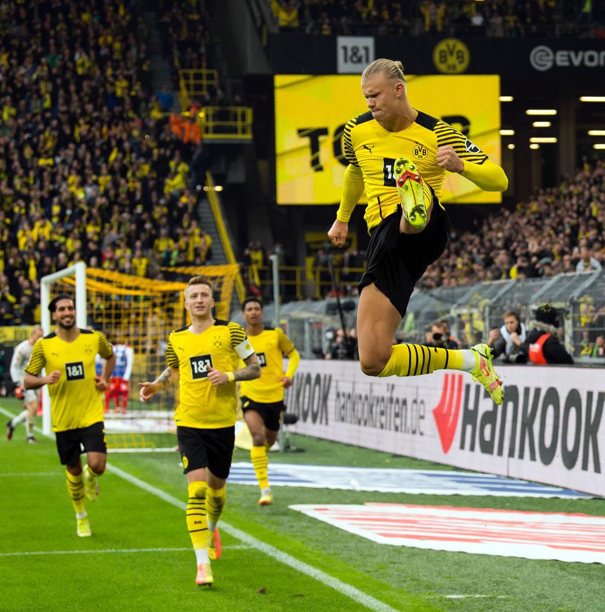 Erling Haaland celebrando el último gol del partido ante el Mainz.