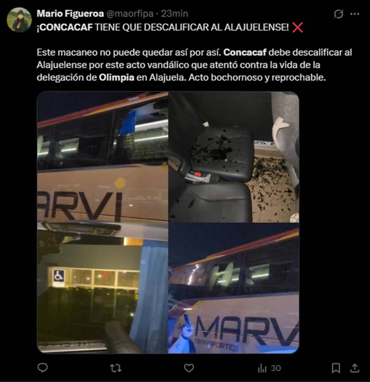 Concacaf debe descalificar a Alajuelense: prensa reprocha ataque al Olimpia en Costa Rica