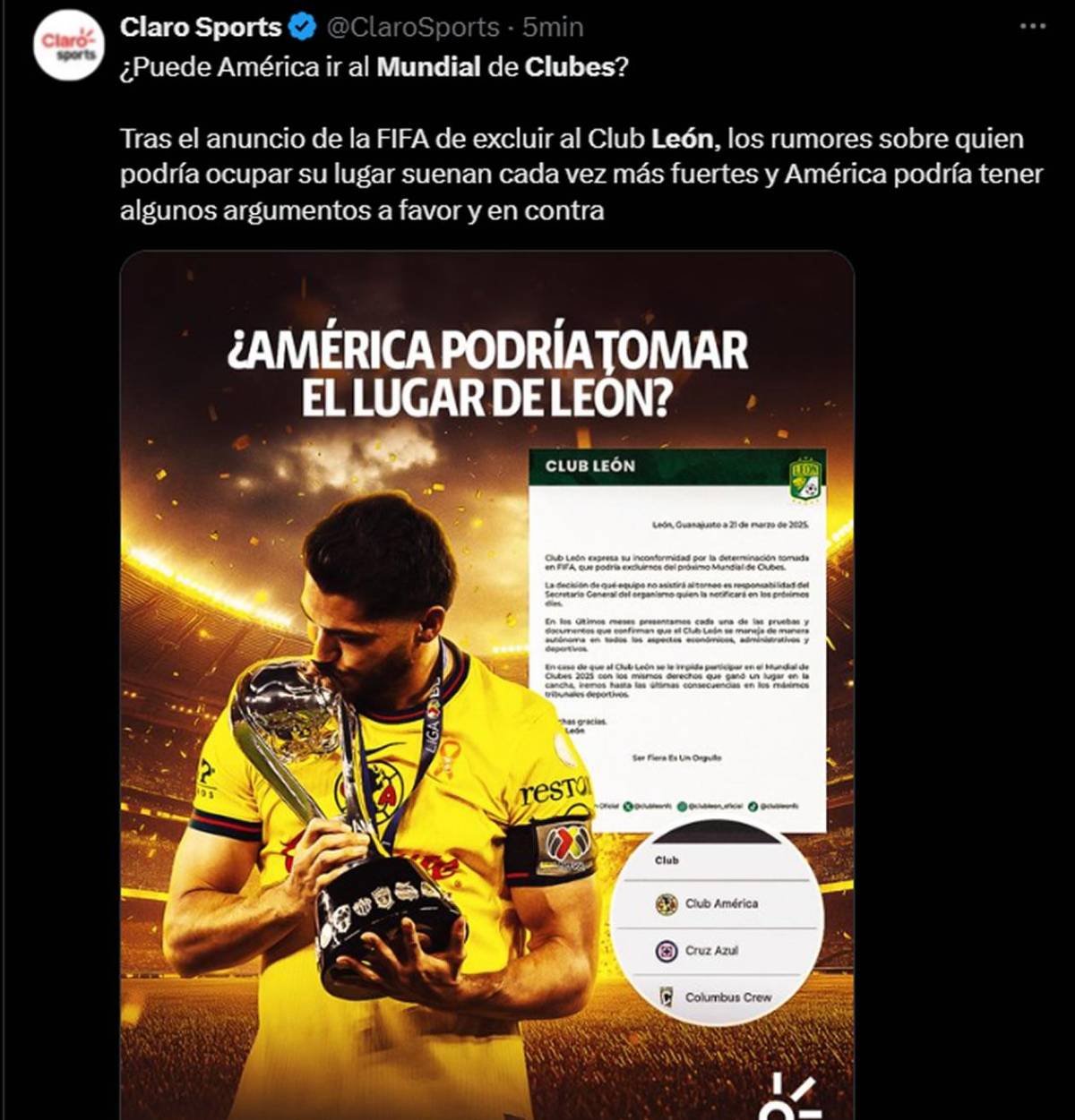 León, expulsado: el gran candidato para suplirlo en el Mundial de Clubes
