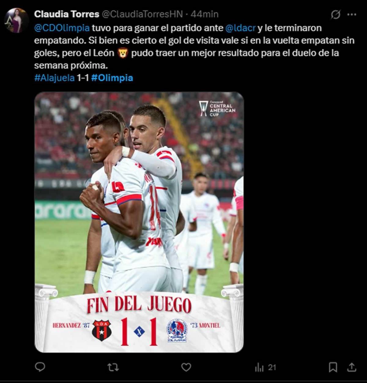 Prensa reacciona a la ventaja de Olimpia ante Alajuelense tras empate: alarma en Costa Rica