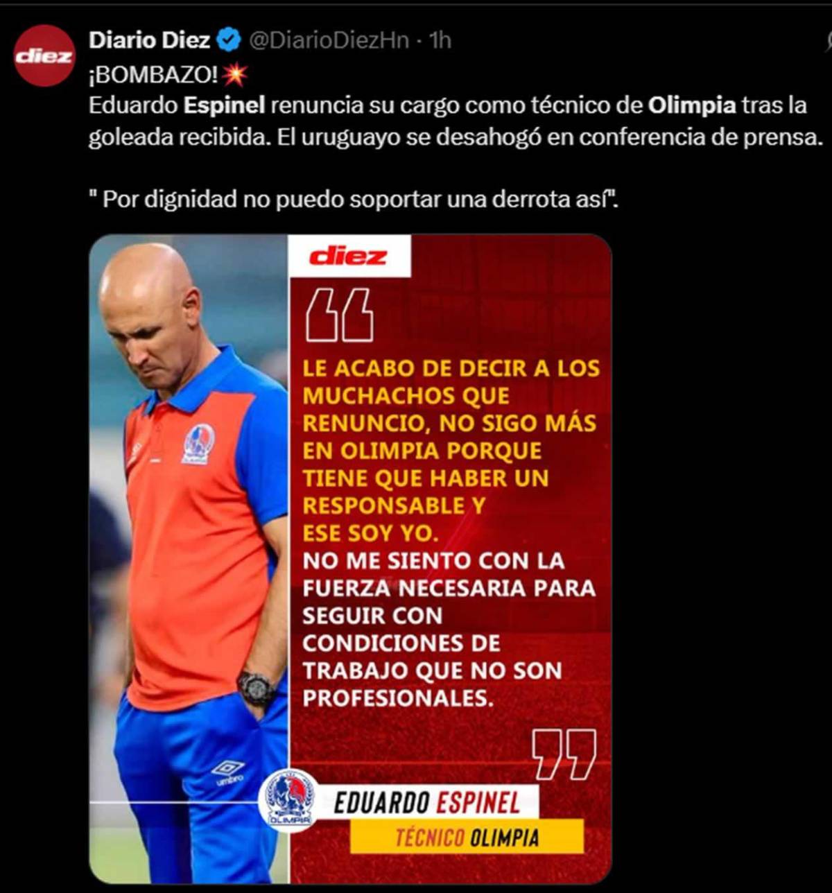 Prensa reacciona a renuncia de Espinel y señalan a dos jugadores de Olimpia