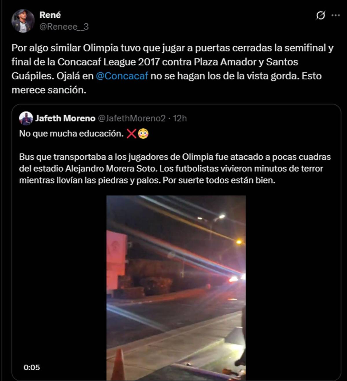 Concacaf debe descalificar a Alajuelense: prensa reprocha ataque al Olimpia en Costa Rica