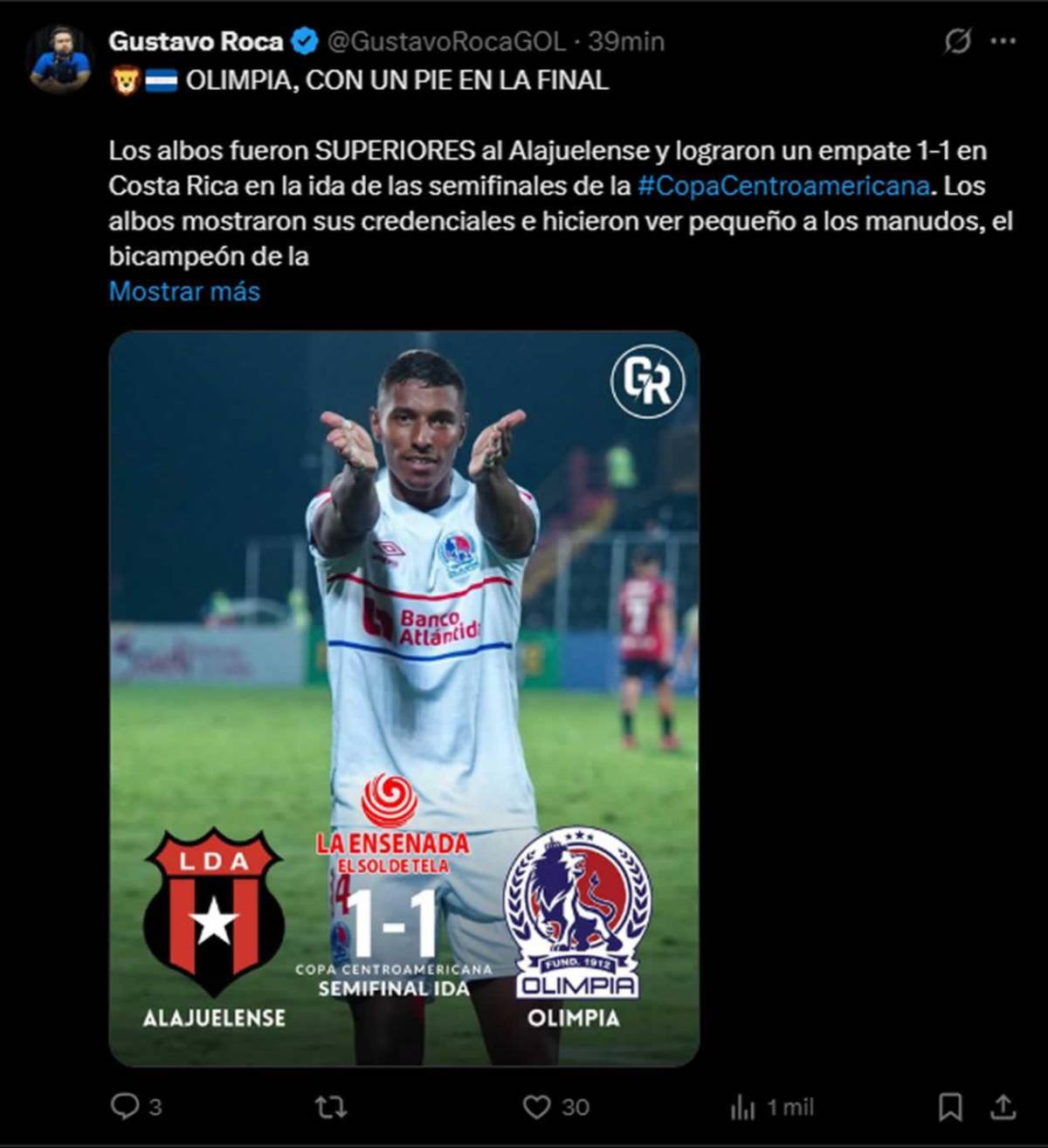 Prensa reacciona a la ventaja de Olimpia ante Alajuelense tras empate: alarma en Costa Rica