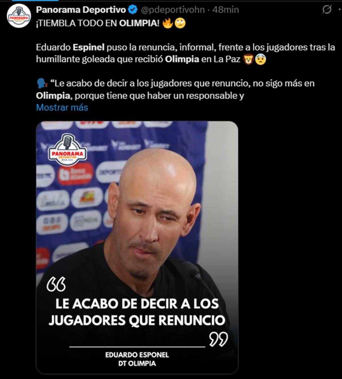 Prensa reacciona a renuncia de Espinel y señalan a dos jugadores de Olimpia