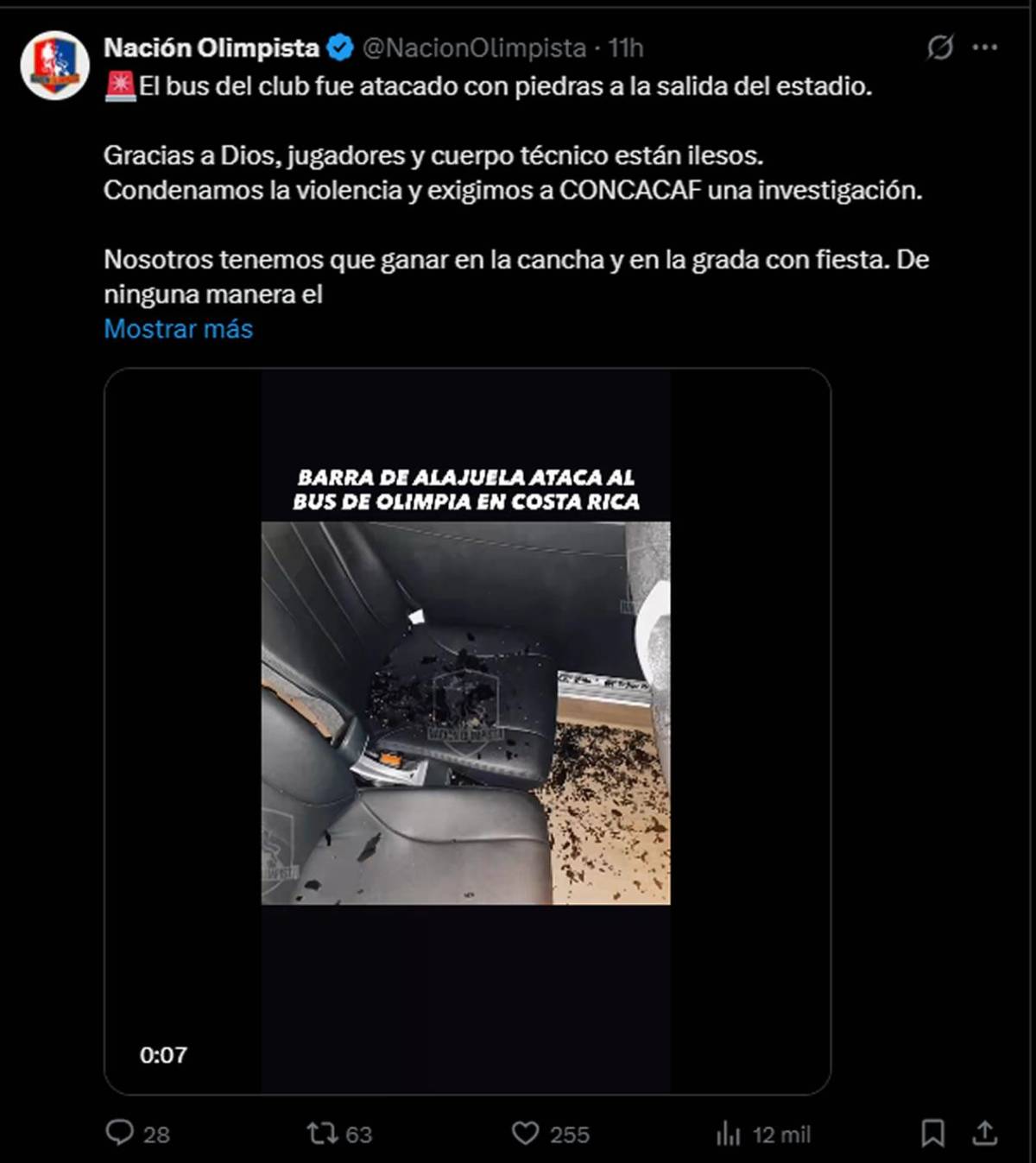 Concacaf debe descalificar a Alajuelense: prensa reprocha ataque al Olimpia en Costa Rica