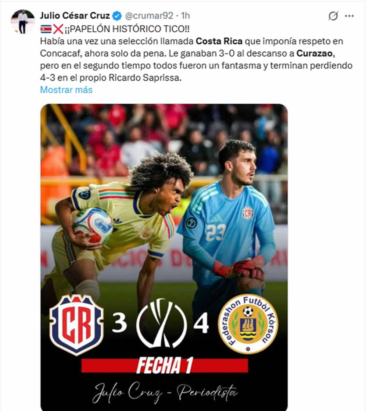 Duros ataques a Costa Rica y piden la cabeza del culpable ante Curazao: 'Chepe Bomba' dispara