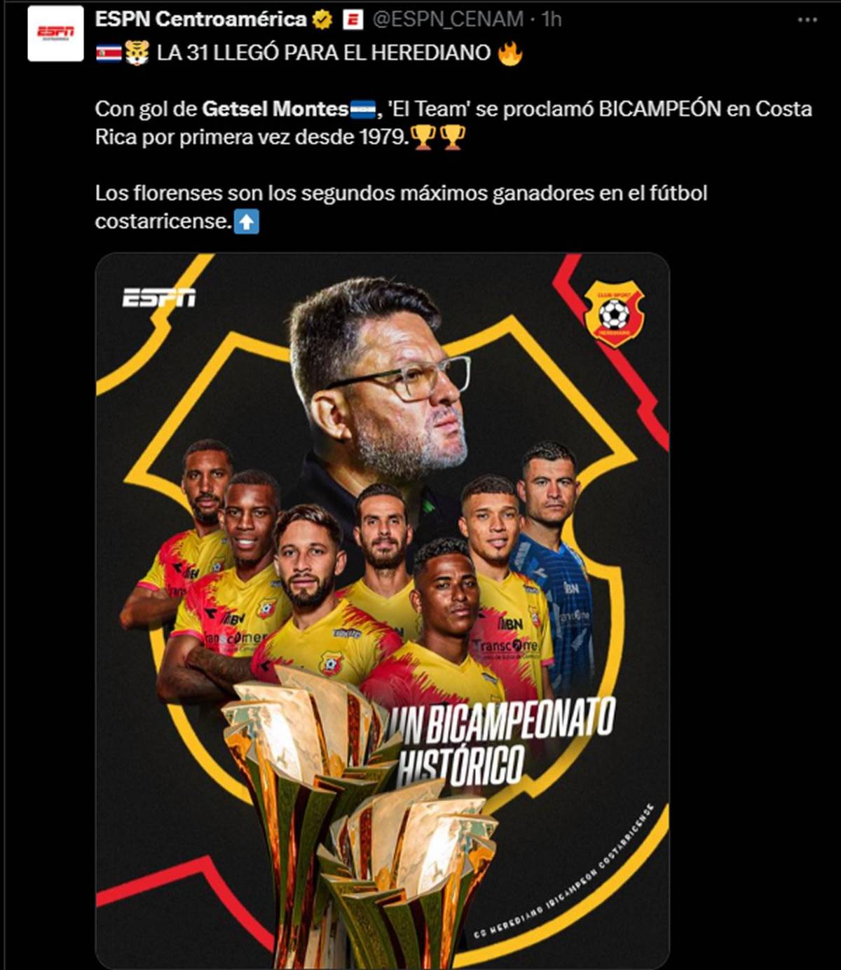 Fantástico: Getsel Montes se lleva los halagos tras darle el título al Herediano