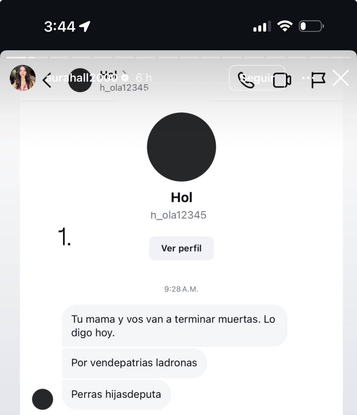 Hija de Ana Paola Hall expone los mensajes amenazantes que recibe en sus redes