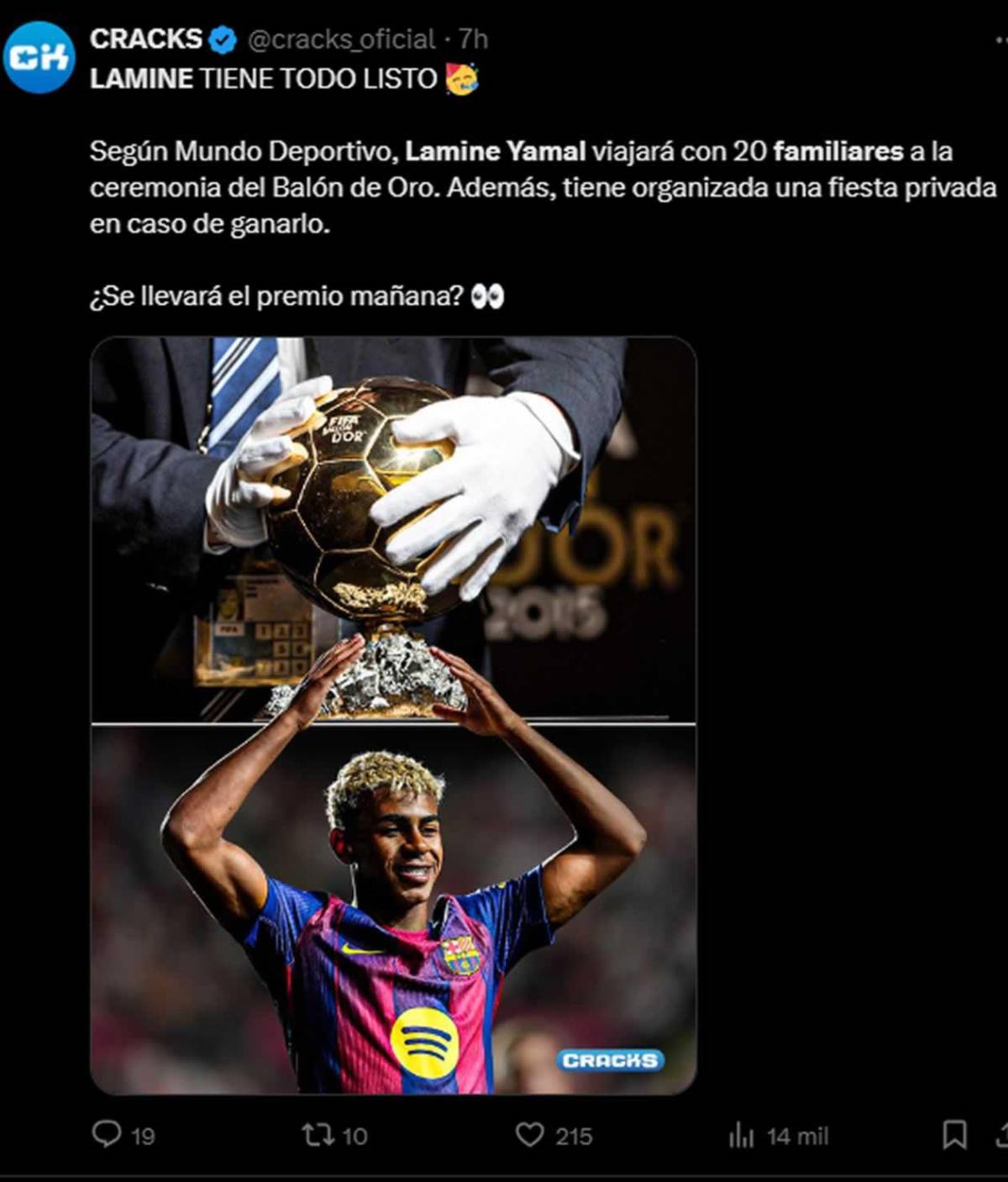 Lamine Yamal toma increíble decisión para la gala del Balón de Oro y explotan las redes