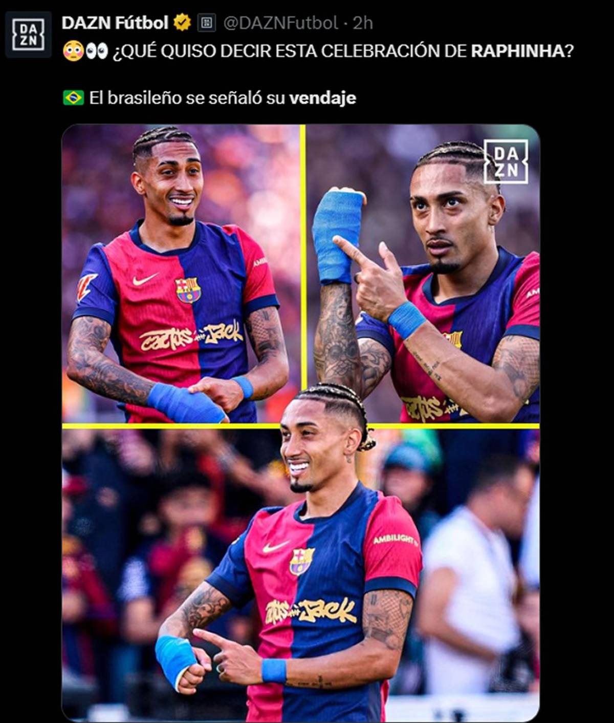 Raphinha se burla del madridismo: ¿por qué festejó señalando el vendaje de su mano?