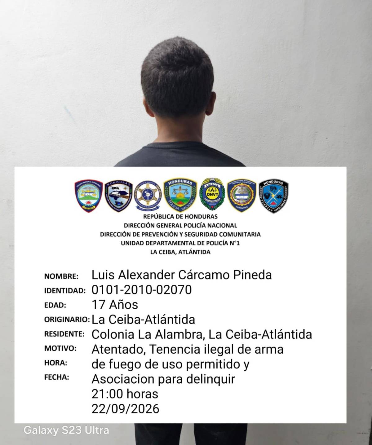 Al ver la patrulla, intentaron huir: así fue la captura de cinco supuestos pandilleros de la 18 en La Ceiba