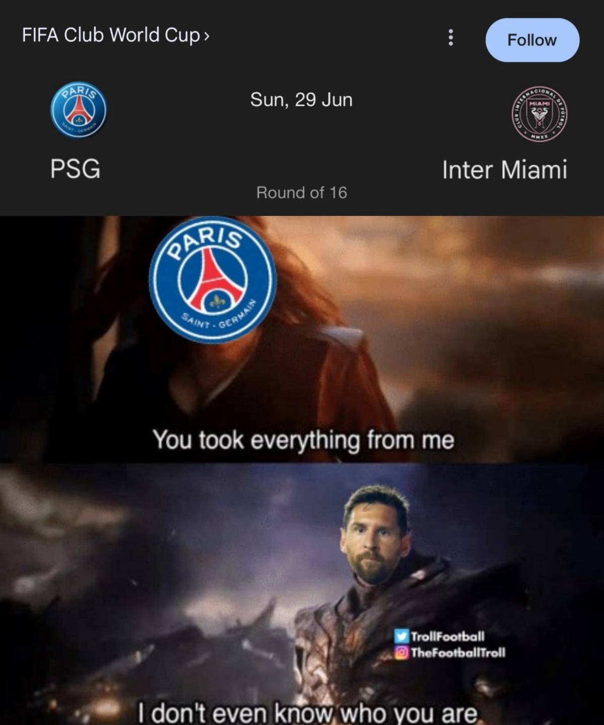 Messi es víctima de burlas: los crueles memes tras goleada del PSG al Inter Miami