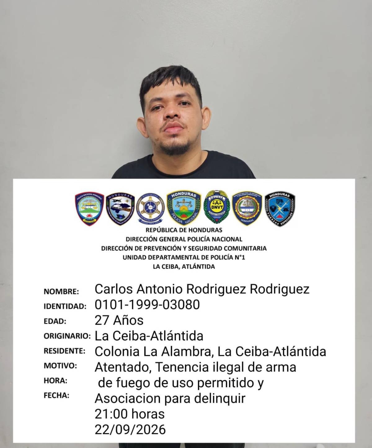 Al ver la patrulla, intentaron huir: así fue la captura de cinco supuestos pandilleros de la 18 en La Ceiba