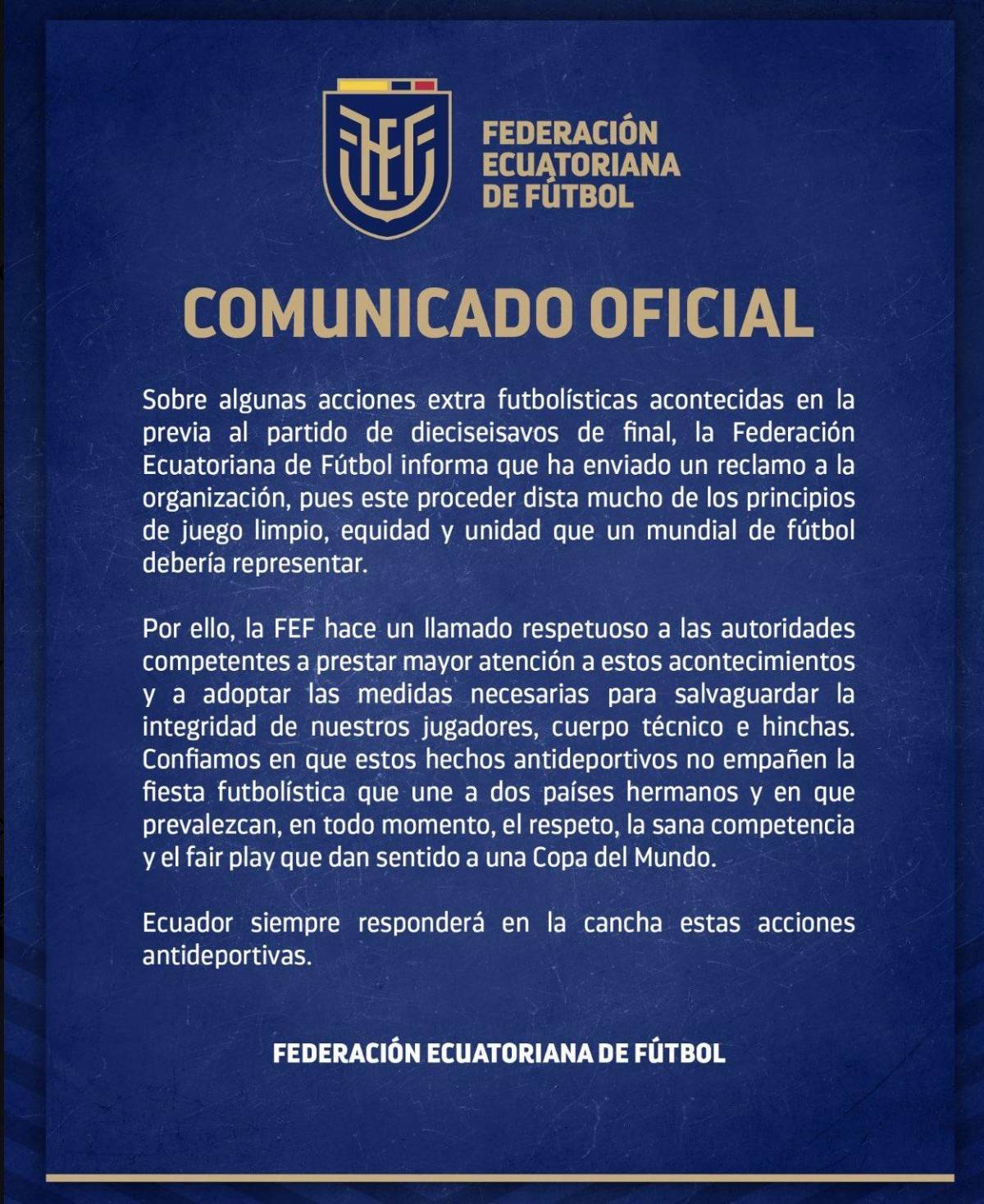 Escándalo en el Mundial: Ecuador denuncia a México ante FIFA por lo que le hicieron