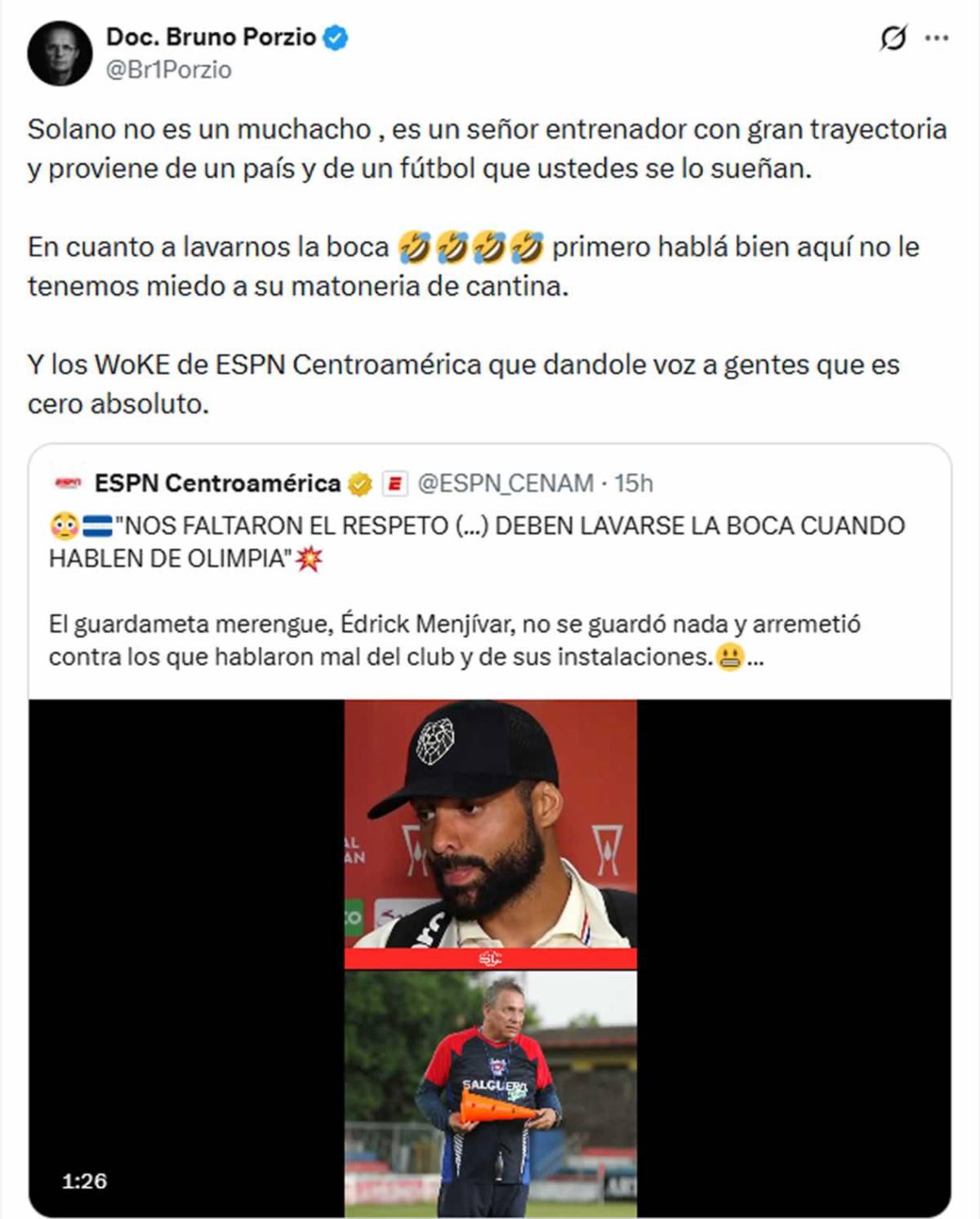 Periodista salvadoreño contesta a Menjívar y toma cobarde decisión tras goleada de Olimpia