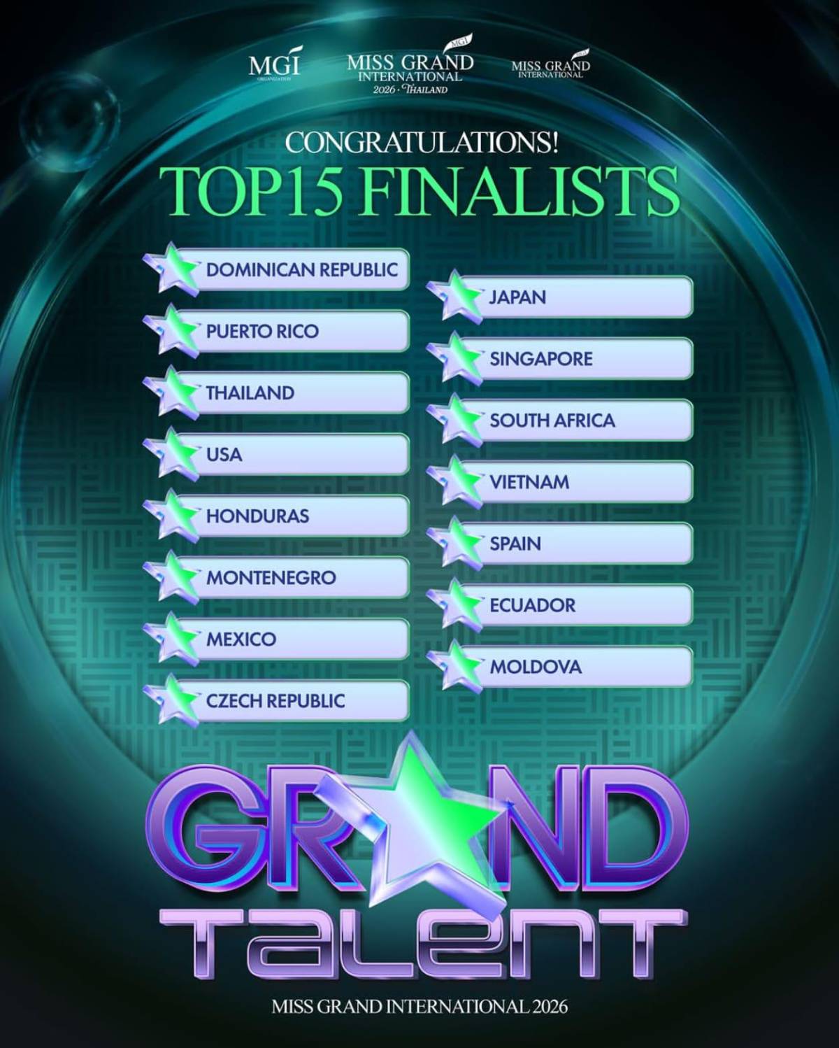 La hondureña Emely Alemán entra al top 15 de talentos en el Miss Grand 2026