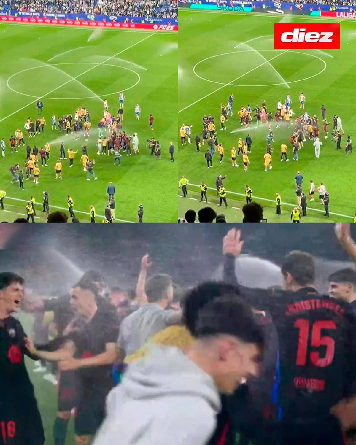Barcelona campeón festeja, Espanyol encendió aspersores, bronca y la orden de Flick