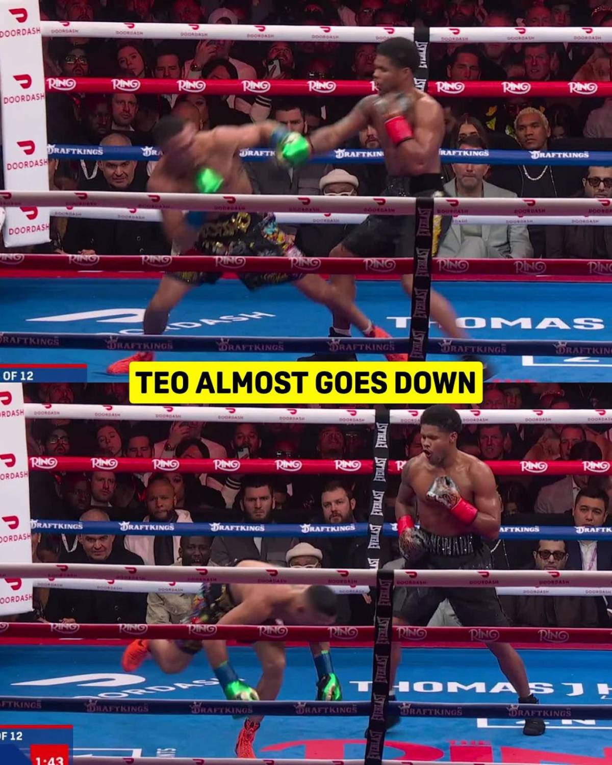 Los duros golpes que recibió Teófimo López ante Shakur Stevenson y sufrió burla