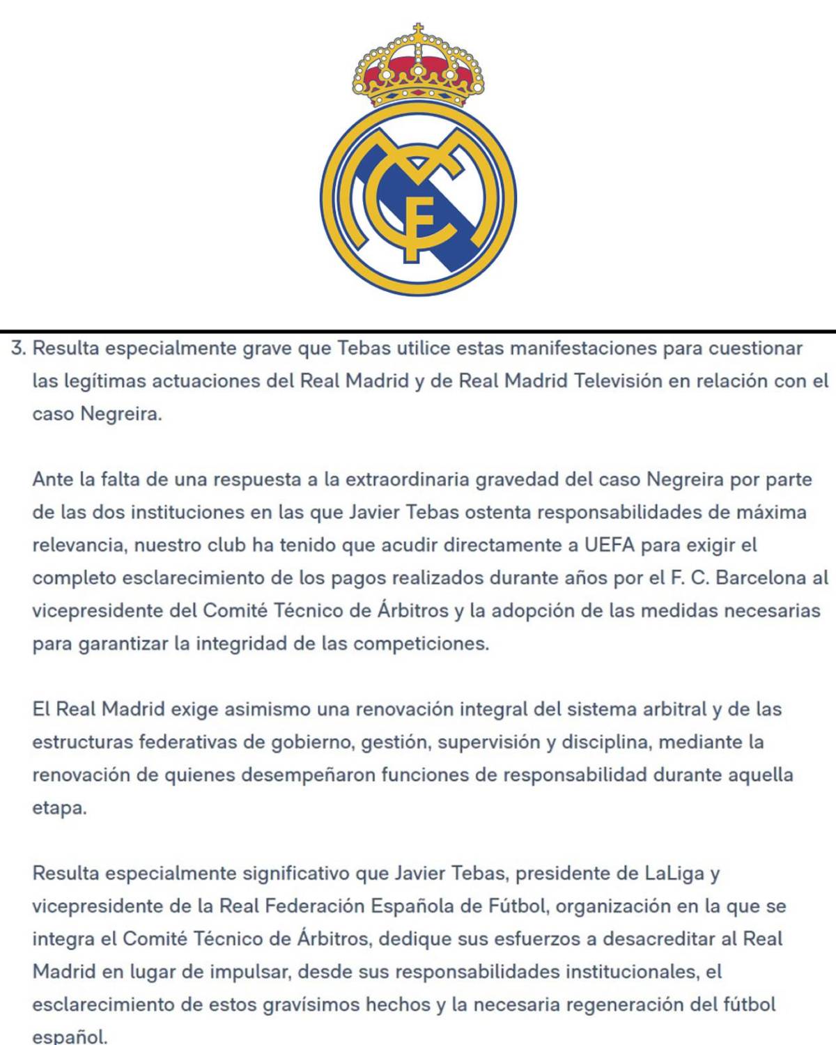 Real Madrid en guerra con Javier Tebas: pide su dimisión y el presidente de LaLiga responde