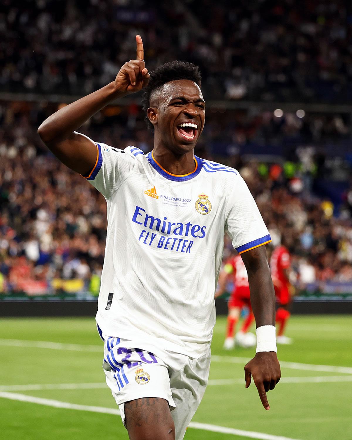 La alegría de Vinicius celebrando su gol que dio el título al Real Madrid.