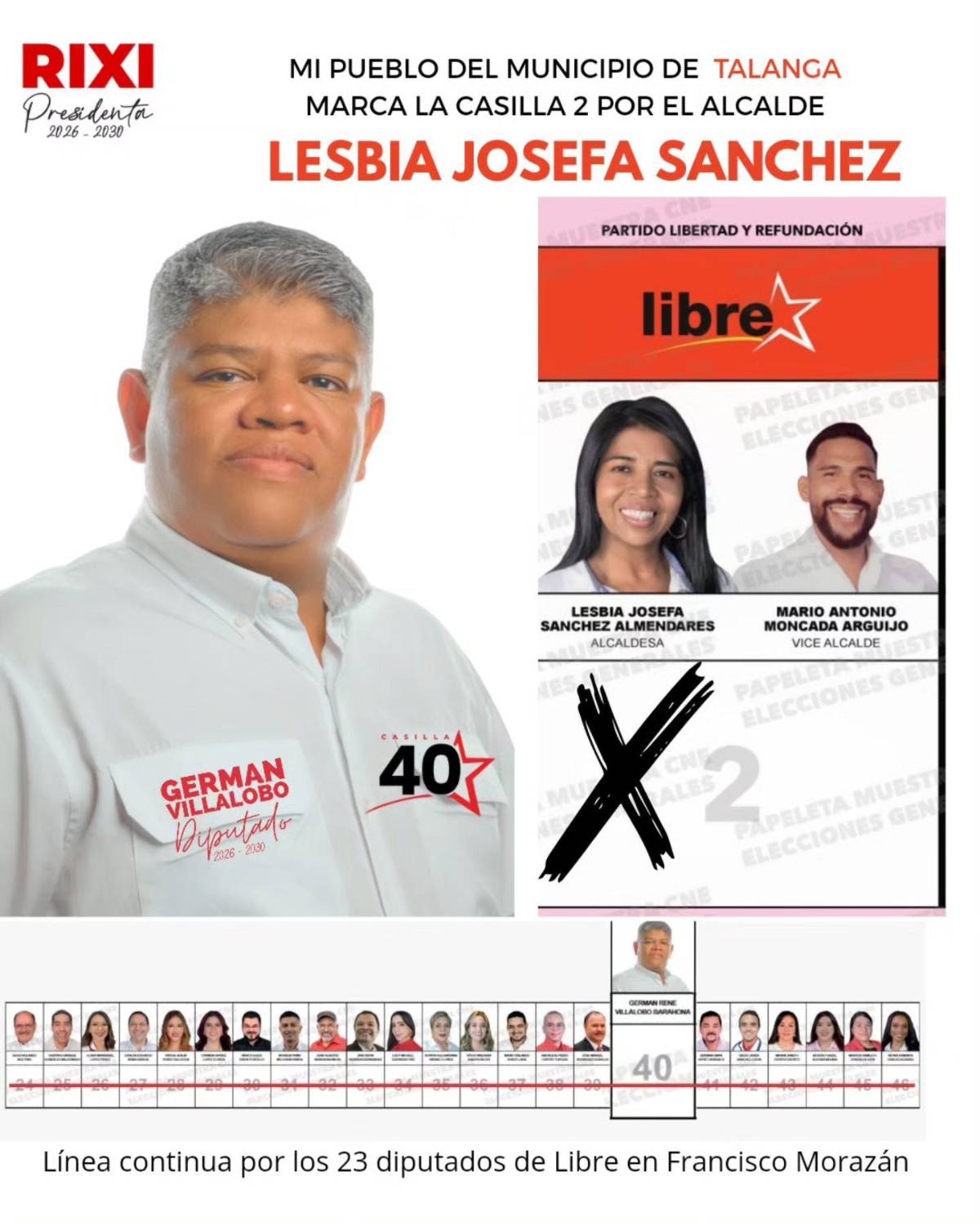 Talanga también le dio la espalda a Rixi Moncada y a su familia