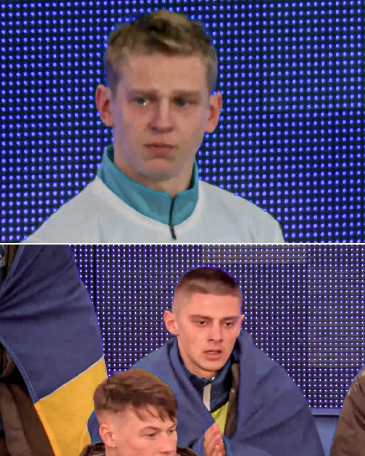 Zinchenko y Mykolenko rompieron a llorar durante el minuto de silencio.