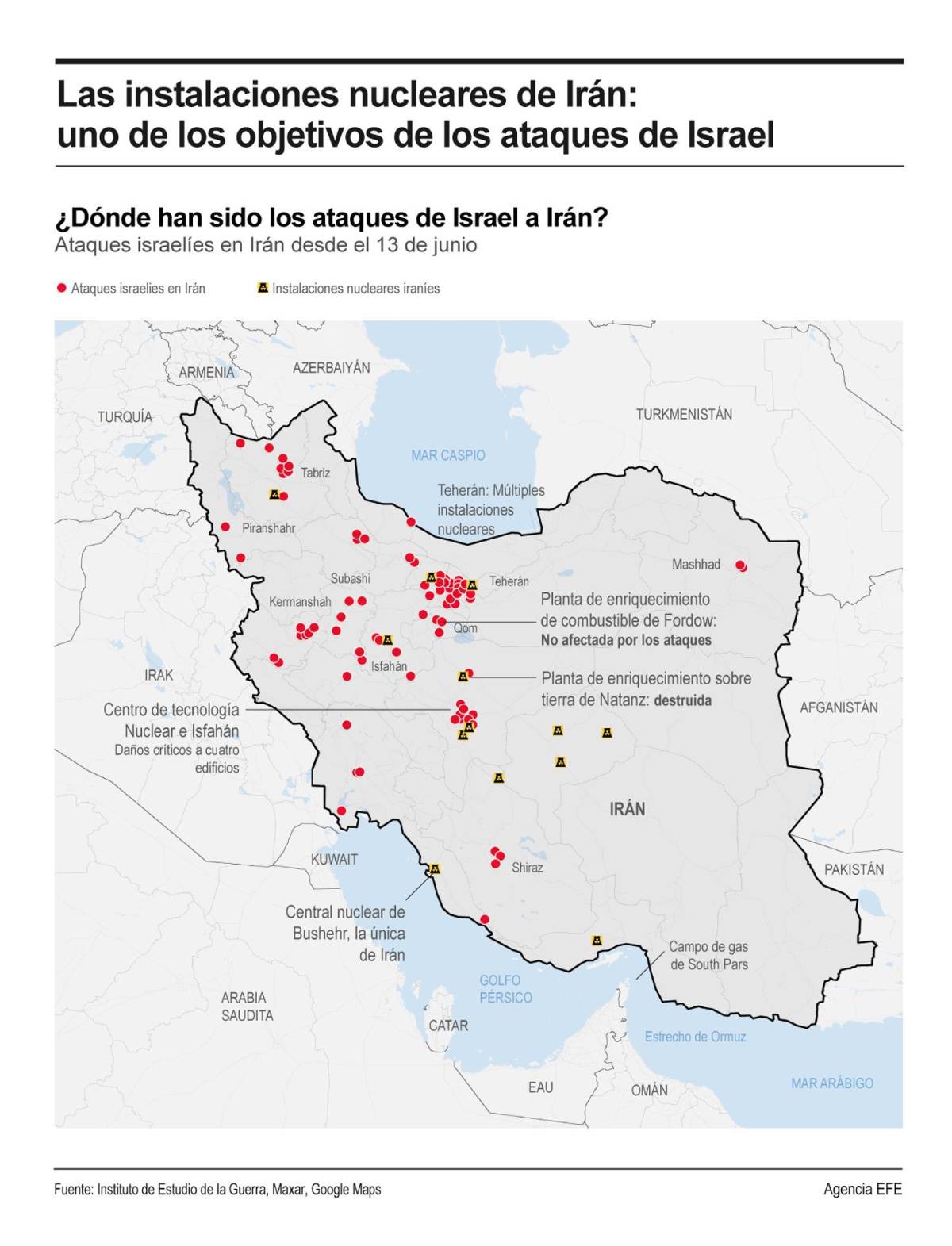 Las imágenes de las instalaciones nucleares iraníes bombardeadas por EEUU