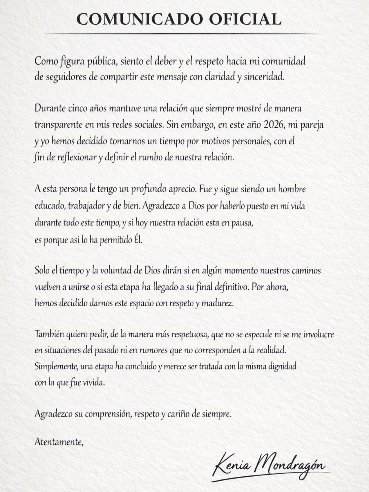 Kennia Mondragón dice que ella y Eliam Paz decidieron darse un tiempo