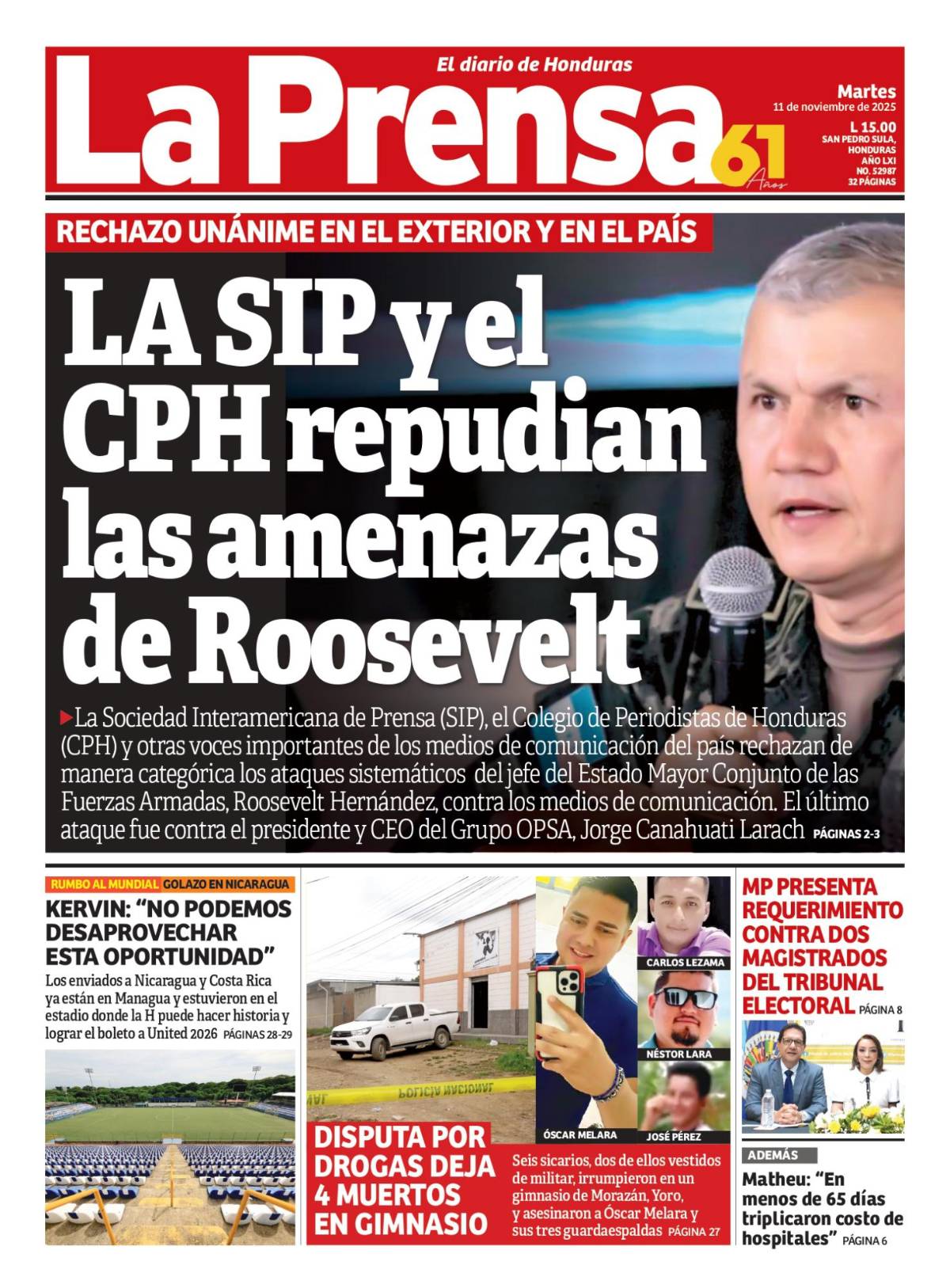La SIP y el CPH repudian las amenazas de Roosevelt