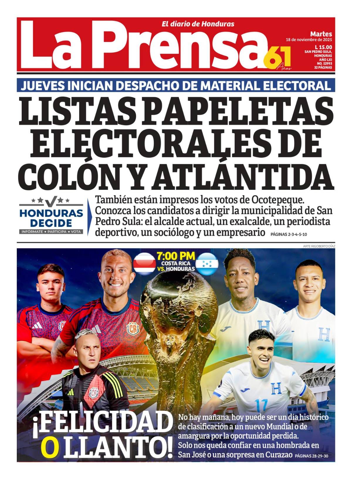 Listas papeletas electorales de Colón y Atlántida